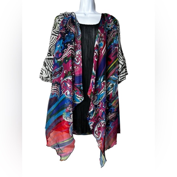 Pretty Angel Women Size S Tank Top Layered Silk Colorful Paisley Pattern Funky - Picture 1 of 8